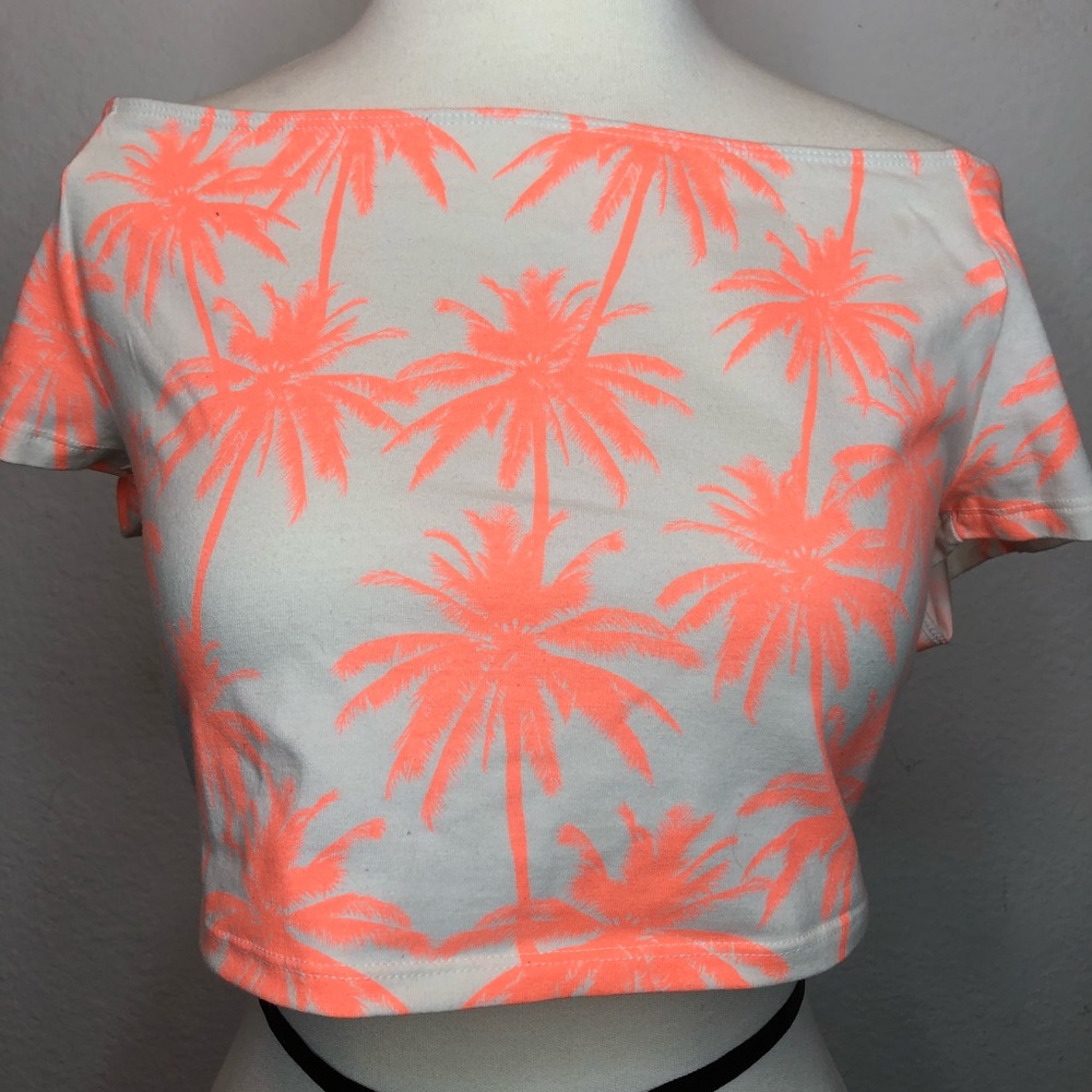 Summer palm tree crop top large